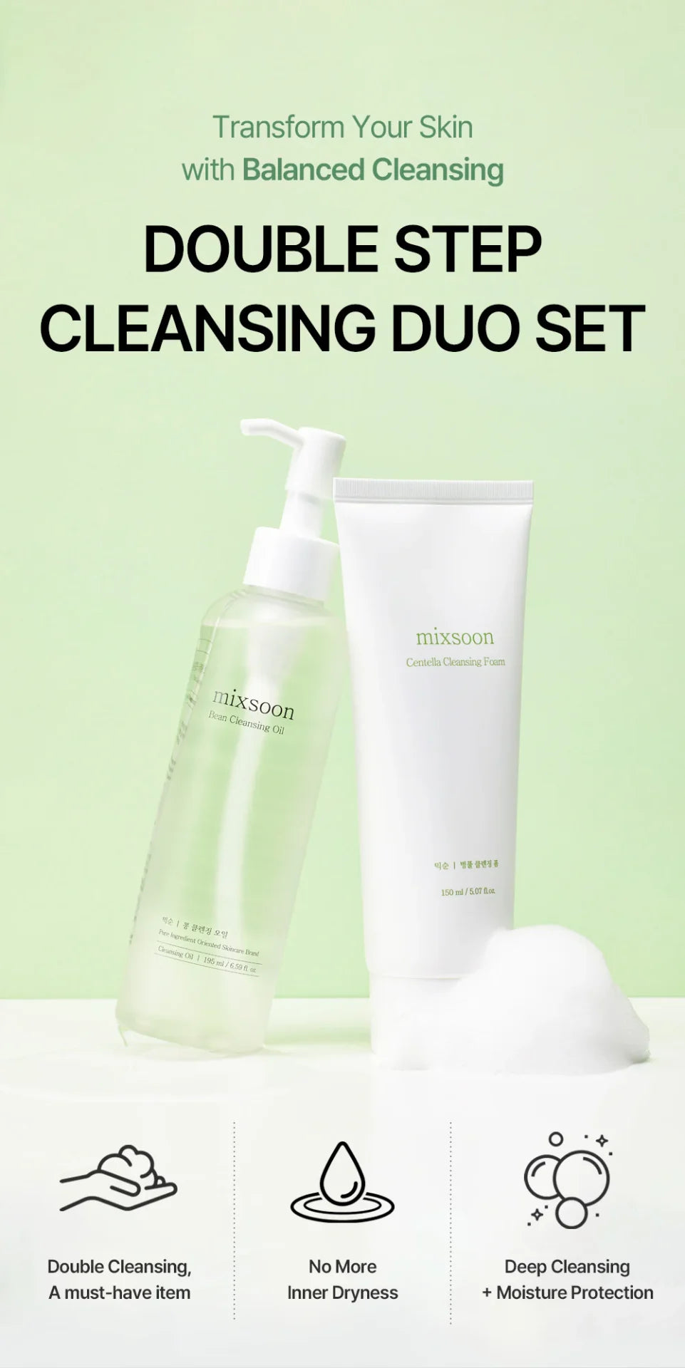 MIXSOON Double Cleansing Set - Jabón Espuma + Oleoso