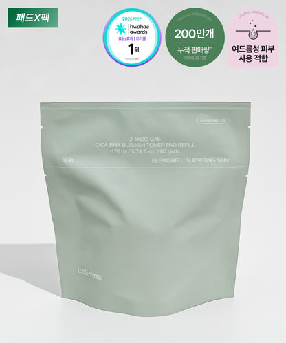 CELIMAX Ji Woo Gae Cica BHA Blemish Toner Pad - 60 Almohadillas RECARGA