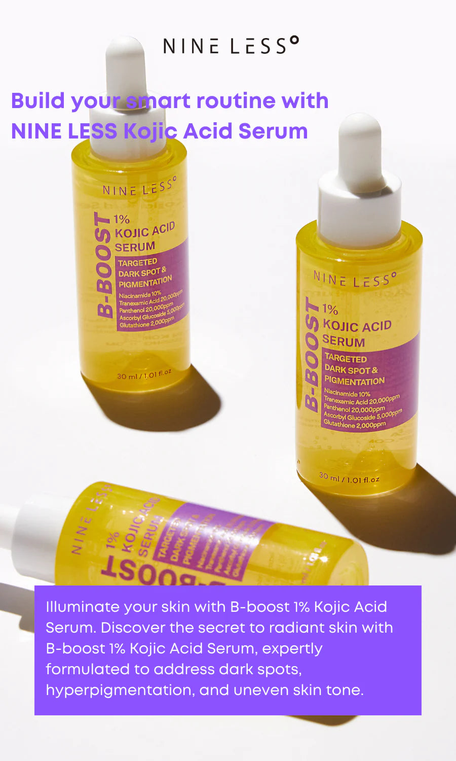 NINELESS B-Boost 1% Kojic Acid Serum 30ml - Manchas, Tono Desigual