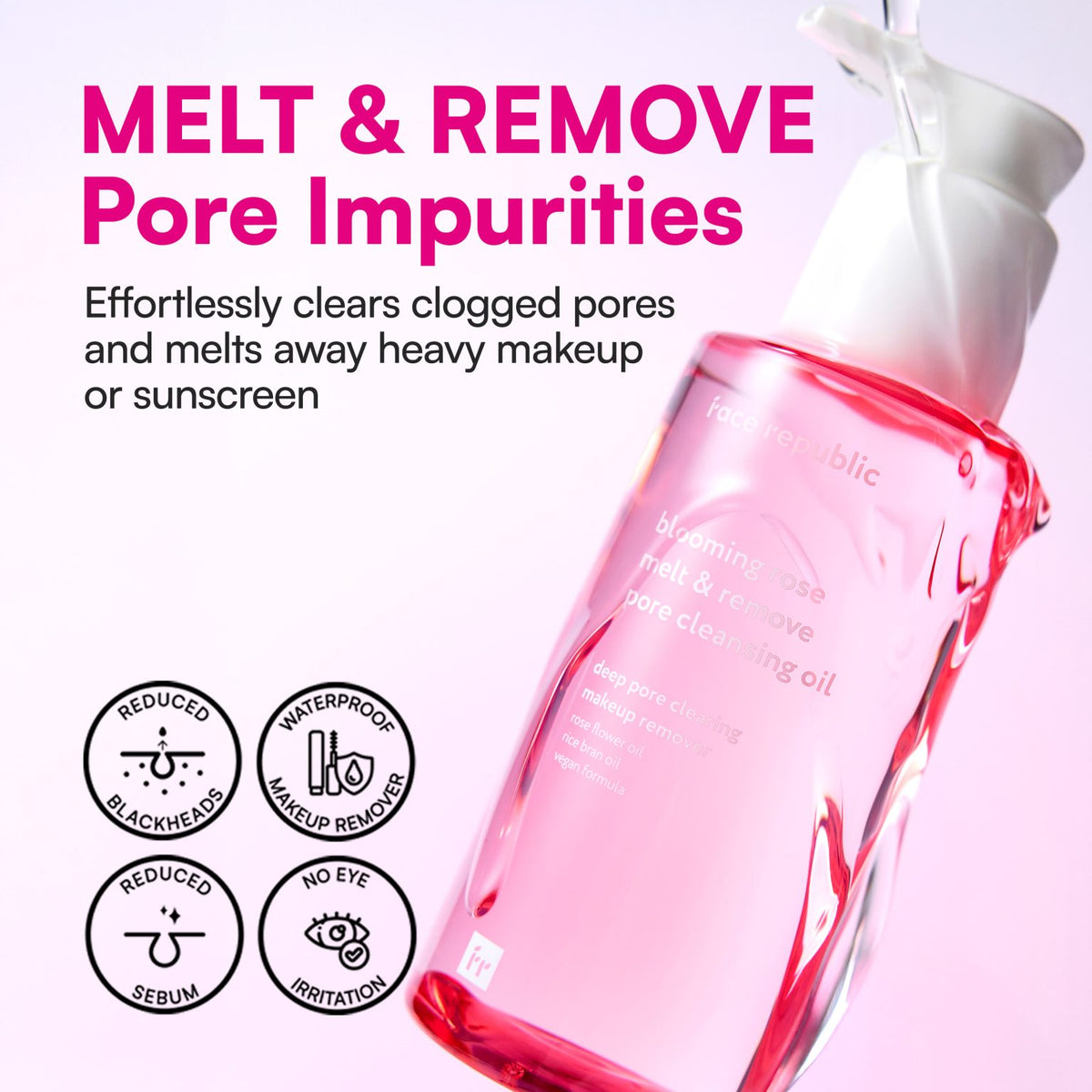 FACE REPUBLIC Blooming Rose Melt & Remove Pore Cleansing Oil 150ml