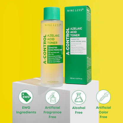 NINELESS A-Control Azelaic Acid Toner 150ml - Tónico Espinillas, Grasitud