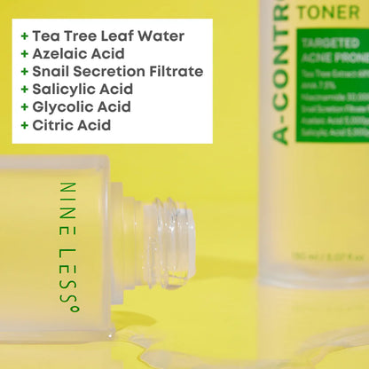 NINELESS A-Control Azelaic Acid Toner 150ml - Tónico Espinillas, Grasitud