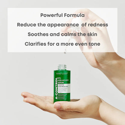 NINELESS A-Control 10% Azelaic Acid Serum 30ml - Manchas, Espinillas, Inflamaciones