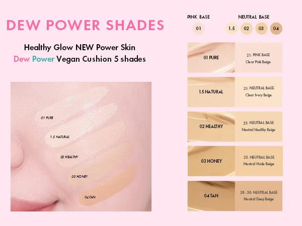 AMUSE Dew Power Vegan Cushion - Base Maquillaje - 4 Tonos